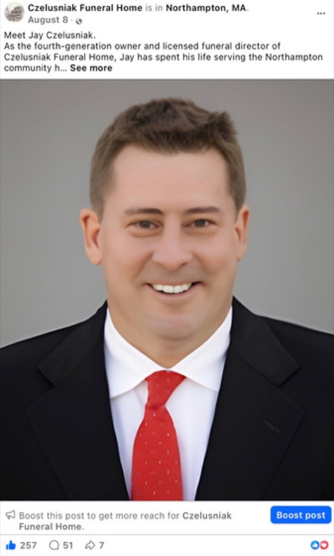 Czelusniak Funeral Home post by Logan Graves, a portrait introducing a team member